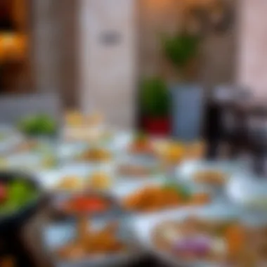 A colorful array of traditional dishes representing various culinary influences