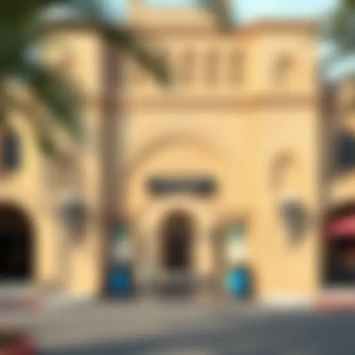 Entrance to Al Seef An image showcasing the entrance of Al Seef with traditional architecture