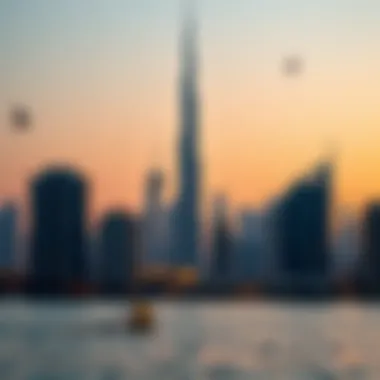 Dubai's Majestic Skyline Stunning skyline of Dubai at dusk