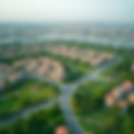 Aerial view of بني ياس شمال showcasing residential areas and greenery