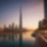 Breathtaking view of Burj Khalifa at sunset