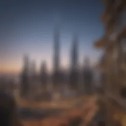 Stunning architectural view of برج الموجة against the Dubai skyline