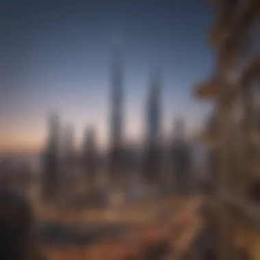 Architectural Brilliance of برج الموجة Stunning architectural view of برج الموجة against the Dubai skyline