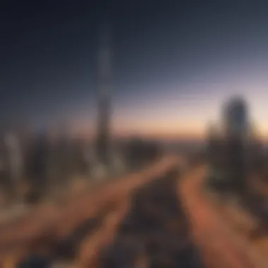 Dubai Skyline with برج الموجة Panoramic view of Dubai's skyline featuring برج الموجة