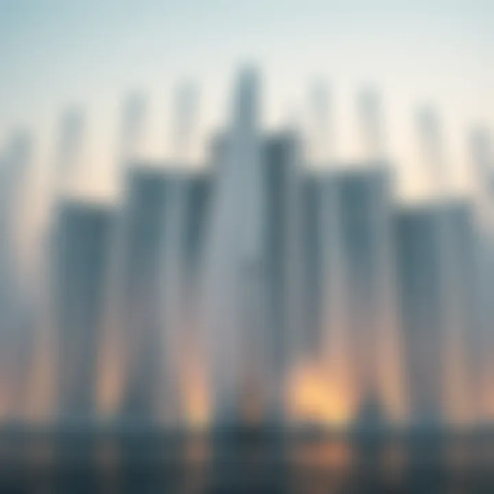 Majestic Water Jets of Burj Fountain Close-up of the Burj Fountain's water jets