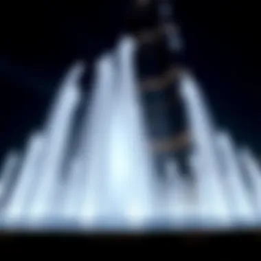 Close-up of the intricate design and engineering of the fountains