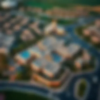 Aerial view of Damac Hills featuring Cavalli Estates within the community