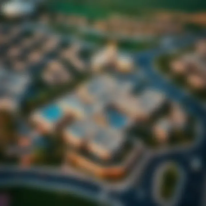 Aerial view of Damac Hills featuring Cavalli Estates within the community
