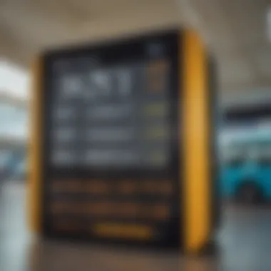 A digital display showing bus timings at a station