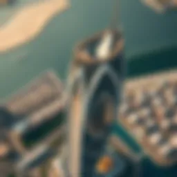 Aerial view of the Creek Tower showcasing its unique design