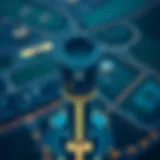 Aerial Perspective of Cricket Tower Aerial view of Cricket Tower in Dubai's Sports City