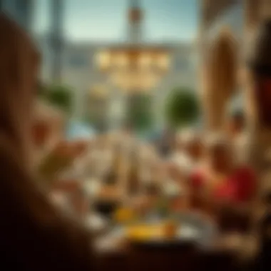 A communal dining experience showcasing the importance of food in Emirati culture