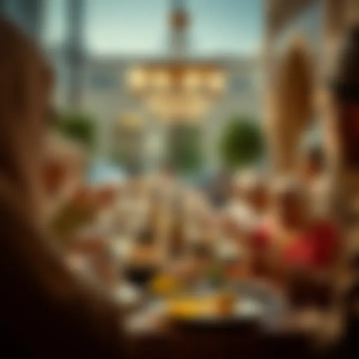 A communal dining experience showcasing the importance of food in Emirati culture