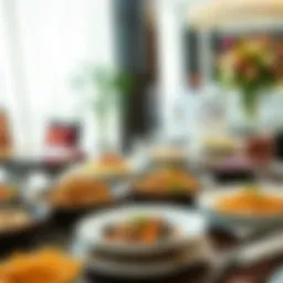 Traditional Emirati dishes presented elegantly at a festive gathering