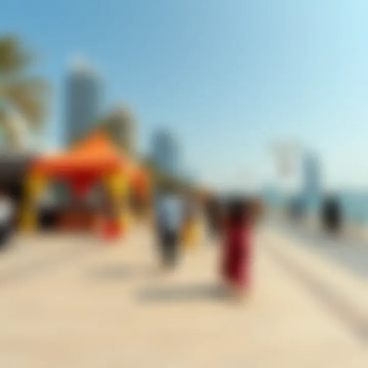 Vibrant scene of cultural events and activities along the promenade