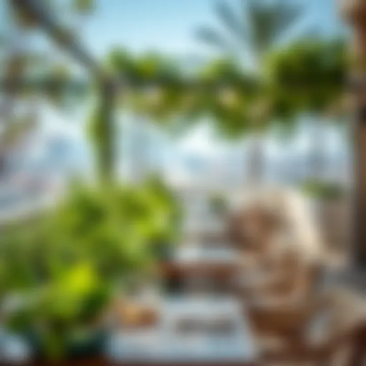 Charming Outdoor Dining Experience A beautifully arranged outdoor dining setup with greenery