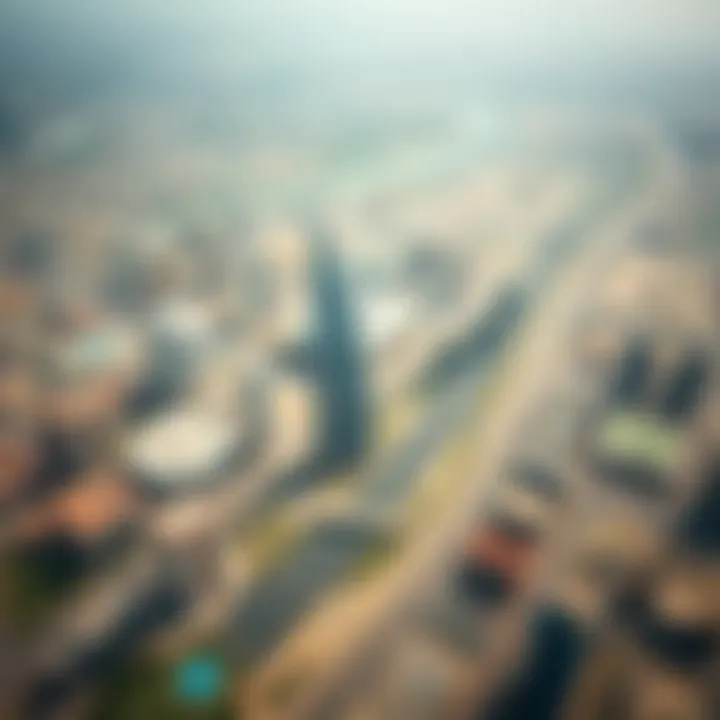 Aerial view of Dubai highlighting Latifa Tower's location