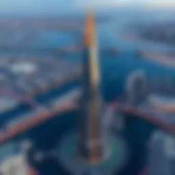 Aerial view of Dubai Creek Tower showcasing its unique architectural design