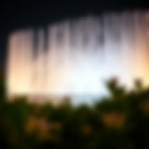 Dubai Fountain at Night The grandeur of Dubai Fountain illuminated at night