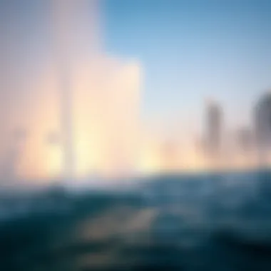 Dynamic Water Jets of Dubai Fountain Close-up view of the water jets in action