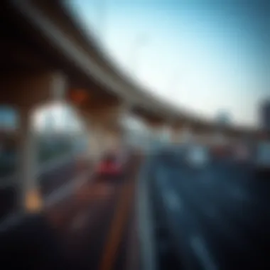 Highway interchange illustrating urban road infrastructure