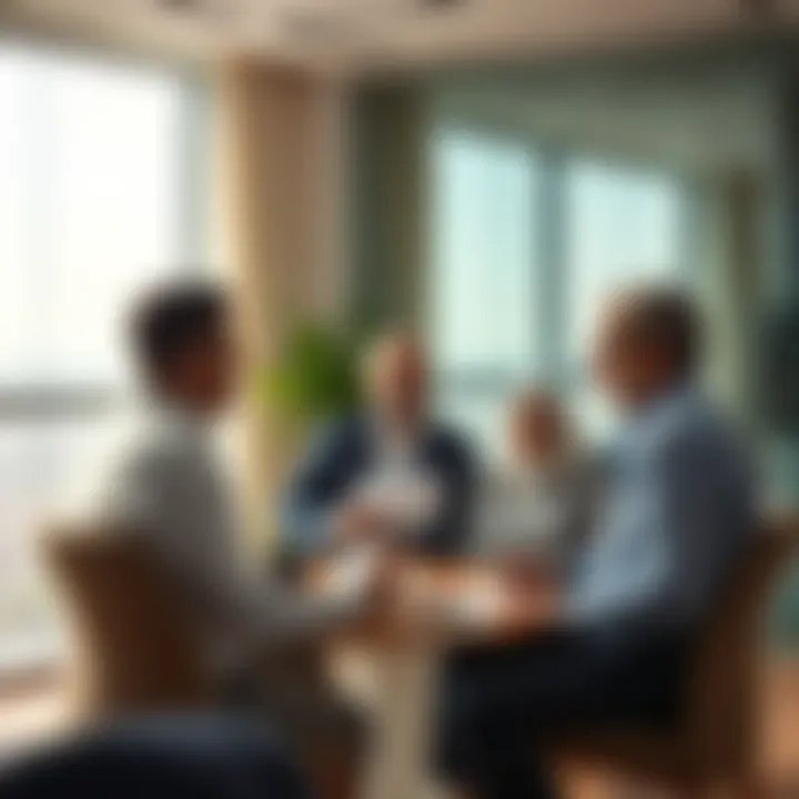 Strategic Discussions Among Investors Investors discussing strategies in a bright office setting