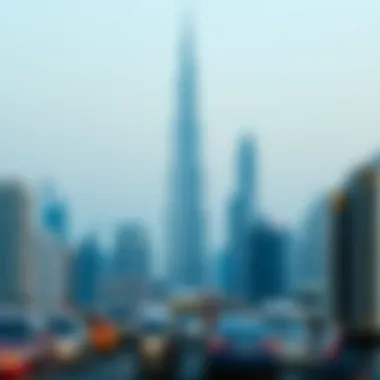 The iconic Burj Khalifa towering over the Dubai skyline