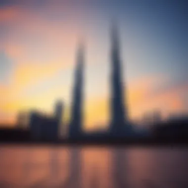 Stunning view of the Burj Khalifa at sunset