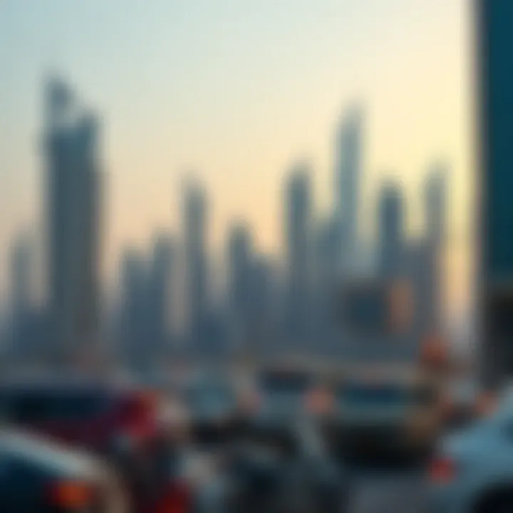 The dynamic skyline of Dubai with modern skyscrapers