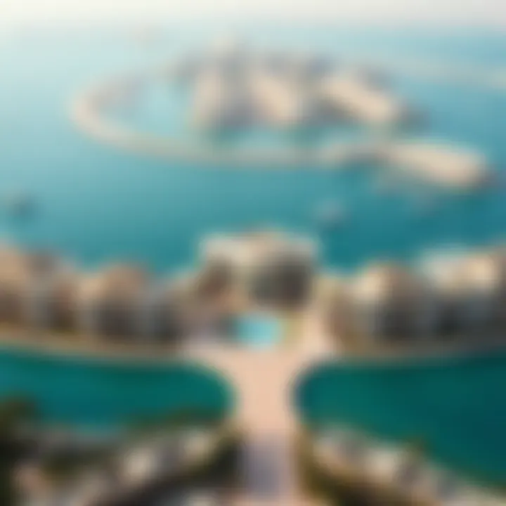 Aerial shot of the Palm Jumeirah showcasing luxury residences