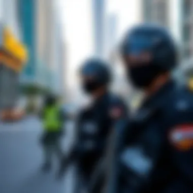 Public security personnel in Dubai ensuring safety