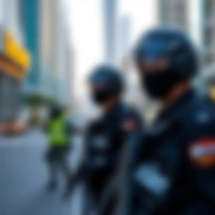 Public security personnel in Dubai ensuring safety