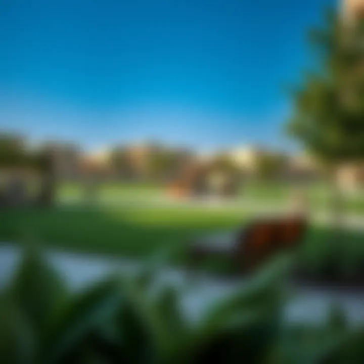 Community Amenities in Al Khail Gate Community amenities in Al Khail Gate with green spaces and recreational areas