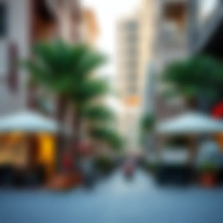 Vibrant Neighborhood Life in Al Khail Gate Vibrant neighborhood life in Al Khail Gate featuring local shops and cafes