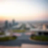 Panoramic View of Al Rahba City A panoramic view of Al Rahba City showcasing its modern architecture and urban landscape.