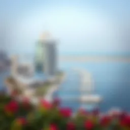 Panoramic view of Aldar Yas Island showcasing its modern architecture and waterfront.