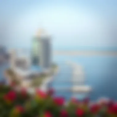 Panoramic view of Aldar Yas Island showcasing its modern architecture and waterfront.