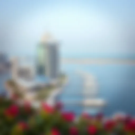 Panoramic view of Aldar Yas Island showcasing its modern architecture and waterfront.