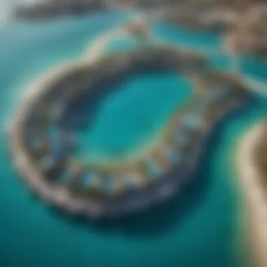 Aerial Perspective of Blue Lagoon Dubai Aerial view of the stunning Blue Lagoon in Dubai showcasing its crystal-clear waters and luxurious amenities