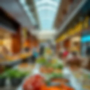 Diverse Culinary Delights Await A vibrant display of international dishes at Burjuman Mall food court