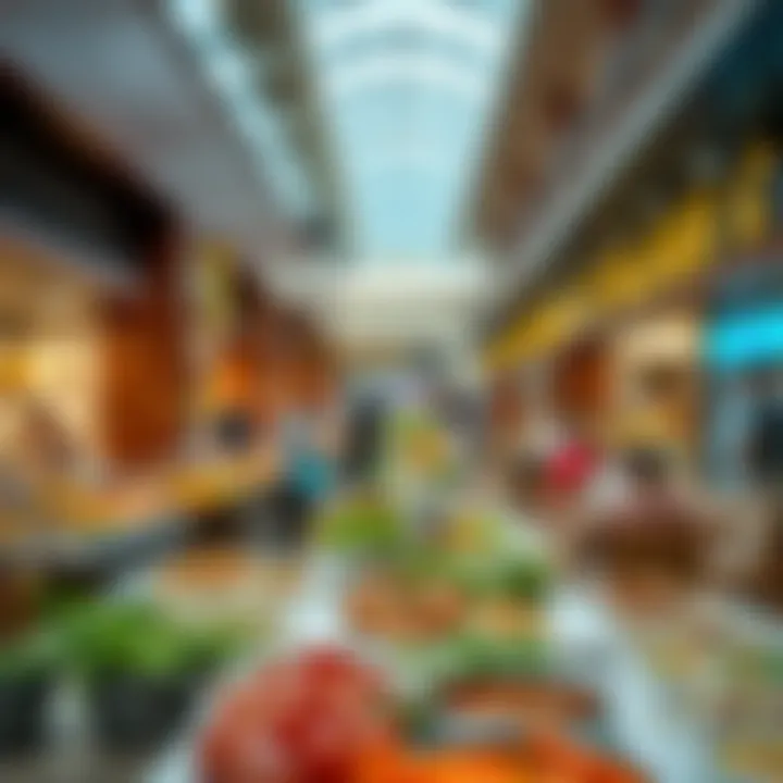 Diverse Culinary Delights Await A vibrant display of international dishes at Burjuman Mall food court