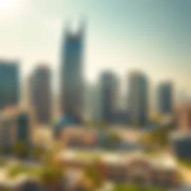 Vibrant view of Business Bay surrounding Chic Tower showcasing city life