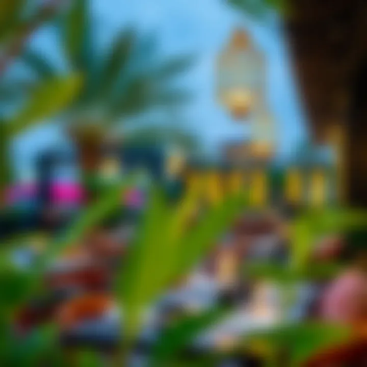 Charming outdoor dining area with vibrant decor