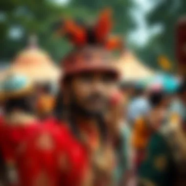 A cultural festival celebrating diverse traditions in a village setting