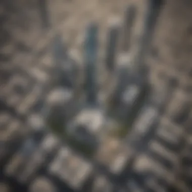 Aerial Perspective of DIFC's Architectural Marvels Aerial view of DIFC showcasing modern architectural designs