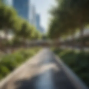 Vibrant Community Spaces in DIFC Vibrant community spaces in DIFC with lush greenery and social areas