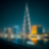 Iconic view of Dubai's دوار الساعه