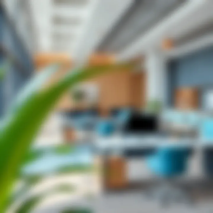 Trendy workspace with functional furniture solutions