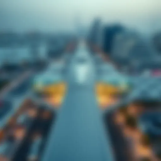 Aerial view of Dubai Creek Metro Station showcasing its modern architecture