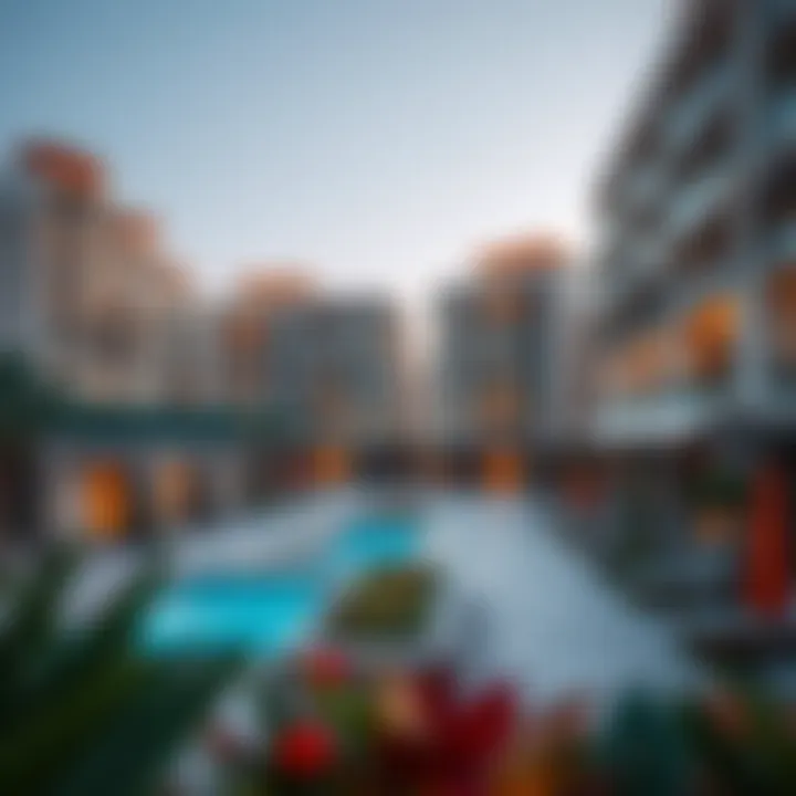 Luxury Living: Residential Areas in Dubai Luxurious residential area in Dubai with vibrant surroundings